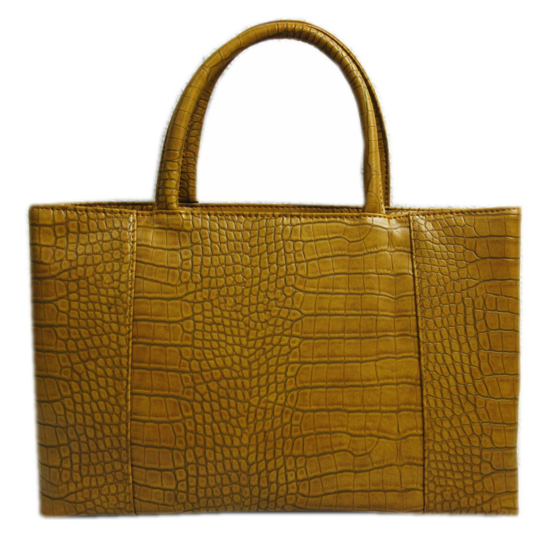 バッグ クロコ調 トート 手提げ 渋金茶色 横型 合皮 女性用 A4 クロコダイル調 型押し 和装 着物 きも..