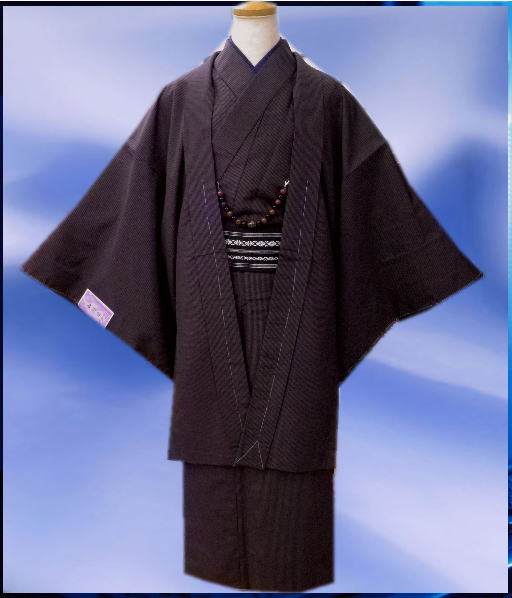 お正月&各記念日に♪お仕立て上がり男物男性着物あとは着るだけフルセット紫×黒ラインM・L・LL お正月&各記念日に♪お仕立て上がり男物男性着物あとは着るだけフルセット紫×黒ラインM・L・LL