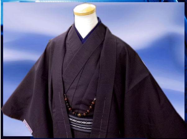 お正月&各記念日に♪お仕立て上がり男物男性着物あとは着るだけフルセット紫×黒ラインM・L・LL お正月&各記念日に♪お仕立て上がり男物男性着物あとは着るだけフルセット紫×黒ラインM・L・LL