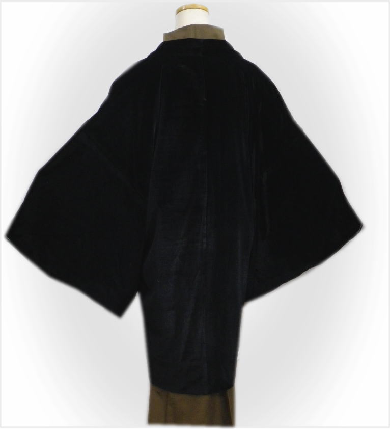 羽織 はおり コート メンズ 男性 ベルベット 黒色 M L LL 和装 着物 単品 冬用 春秋 無地 男物 紳士用 大きいサイズ 2L