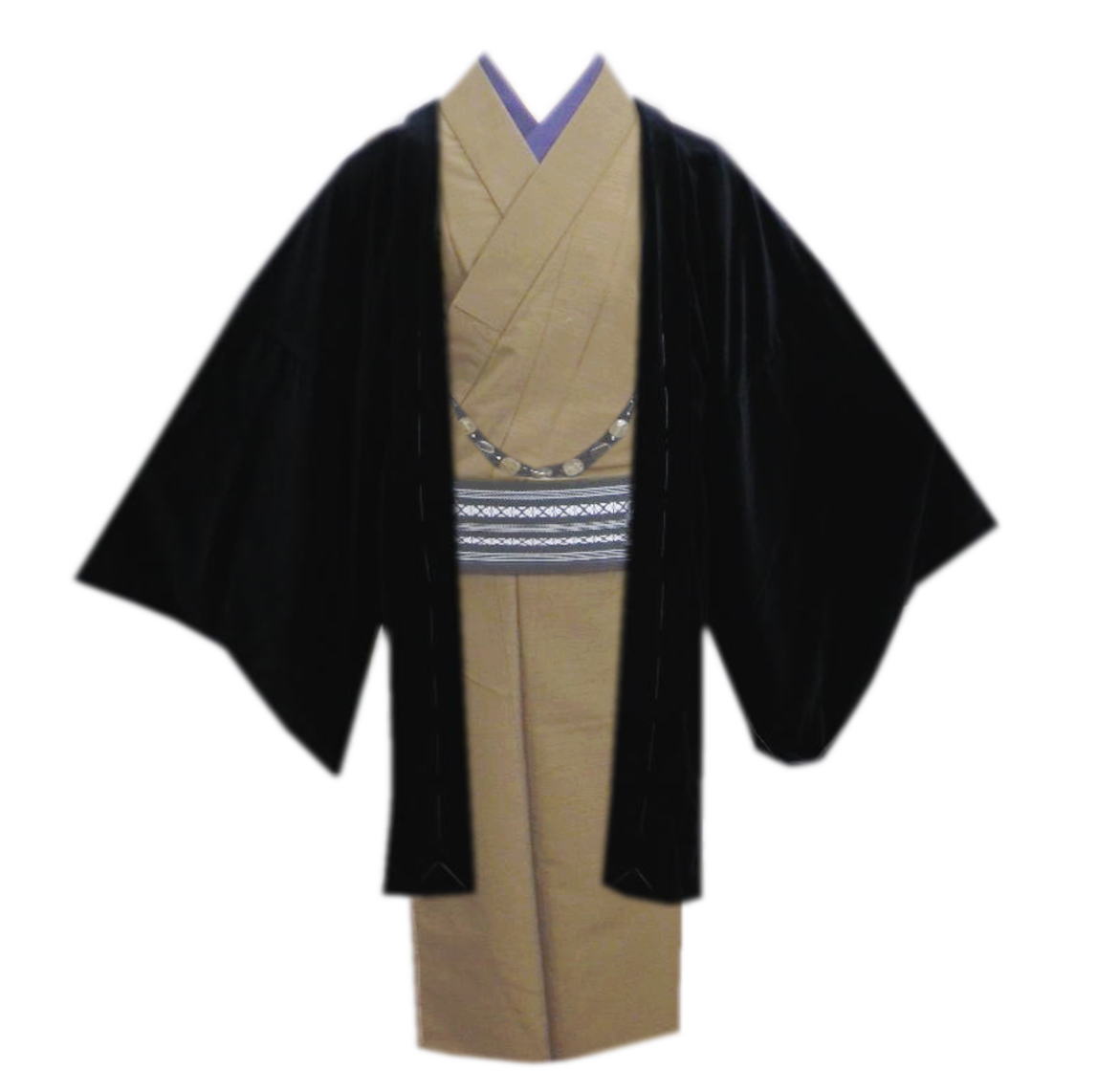 羽織 はおり コート メンズ 男性 ベルベット 黒色 M L LL 和装 着物 単品 冬用 春秋 無地 男物 紳士用 大きいサイズ 2L