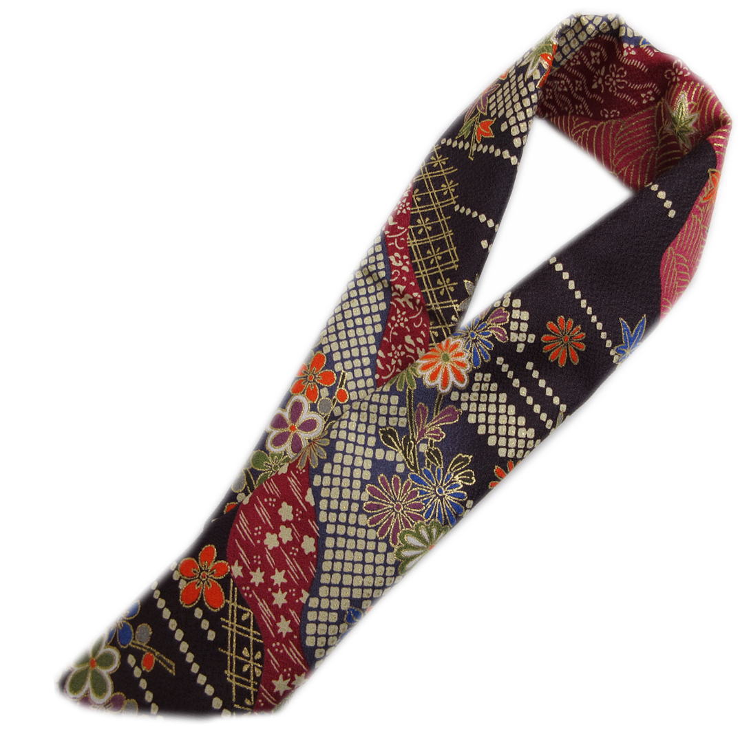 半衿 半襟 和柄 濃紫色地金彩古典柄流雲 振袖 成人式 卒業式 袴 着物 女性用 レディース 洗える 総柄 ..