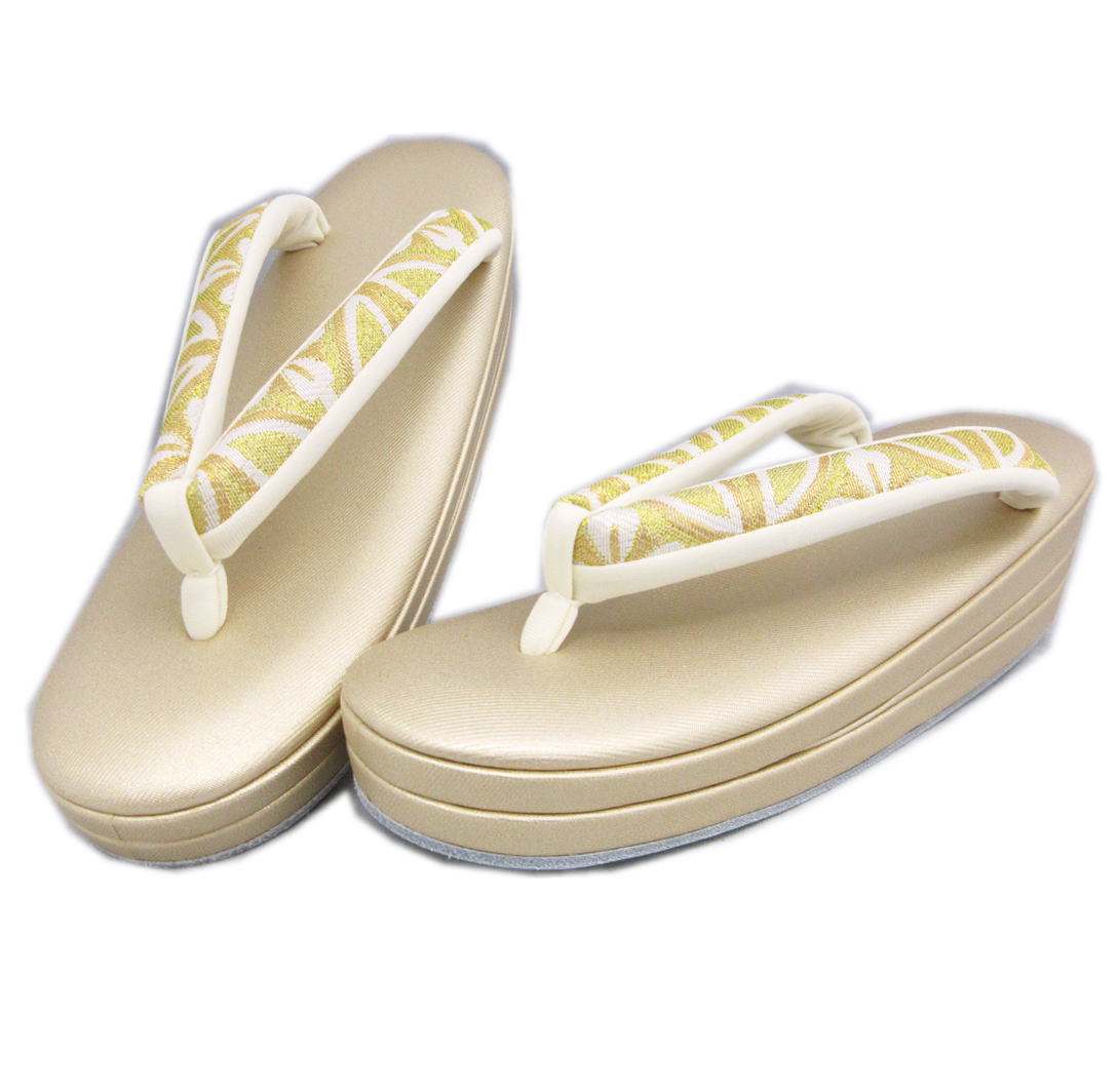 草履 ぞうり 礼装用 薄金台帯地七宝花菱 フリー 24cm 日本製 牛革底 留袖 結婚式 訪問着 着物 フォーマル 3枚芯 女性用 レディース ゾウリ 単品 正装用 金色 ゴールド 留袖用 きもの 和装 和服