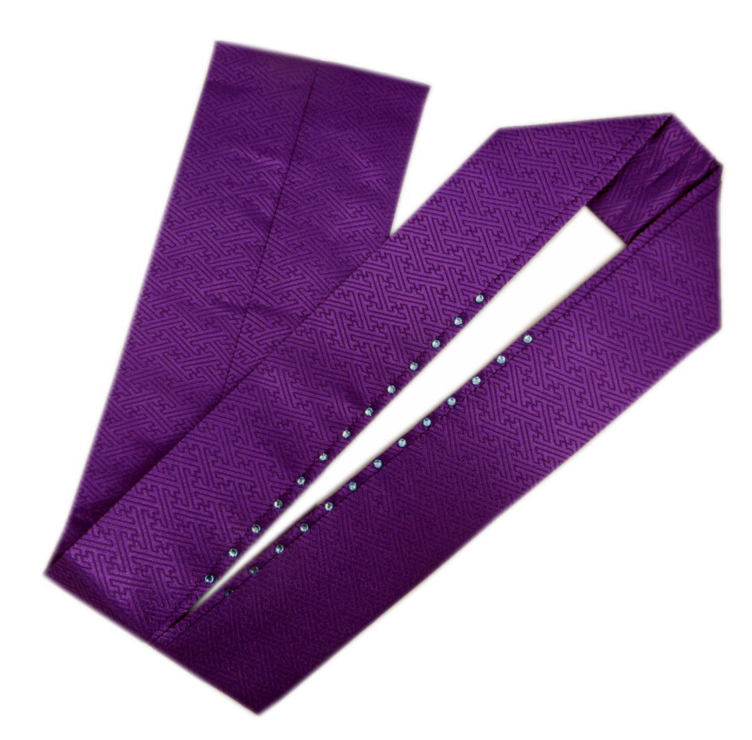 重ね衿 伊達襟 ラインストーン付 さやがた地紋入り 紫色 日本製 振袖 成人式 卒業式 袴 着物 きもの ラミエール