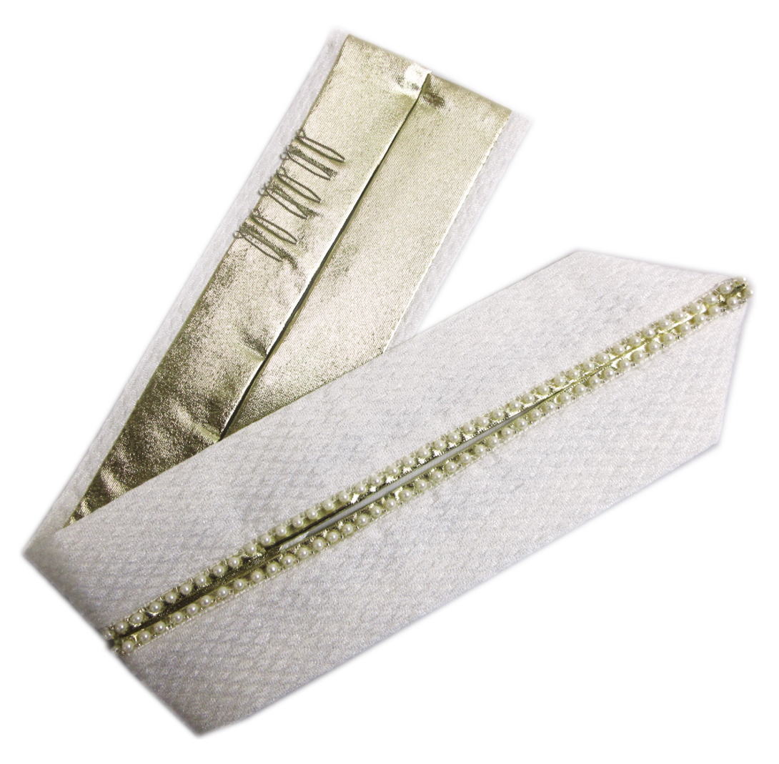 重ね衿 伊達襟 パール＆ラメビーズ付き 銀通しふくれ織 白金 日本製 振袖 成人式 卒業式 袴 着物 きもの 振袖用 はかま ハカマ 重ねえり 白色 ホワイト