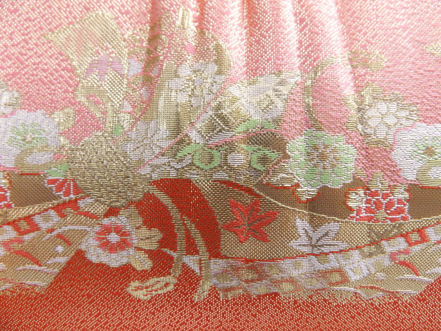 【訳有り 少難あり】 バッグ 佐賀錦 単品 朱赤ピンク地のしめ古典花 成人式 振袖 卒業式 袴 訪問着 着物 女性用 レディース 和装 和服