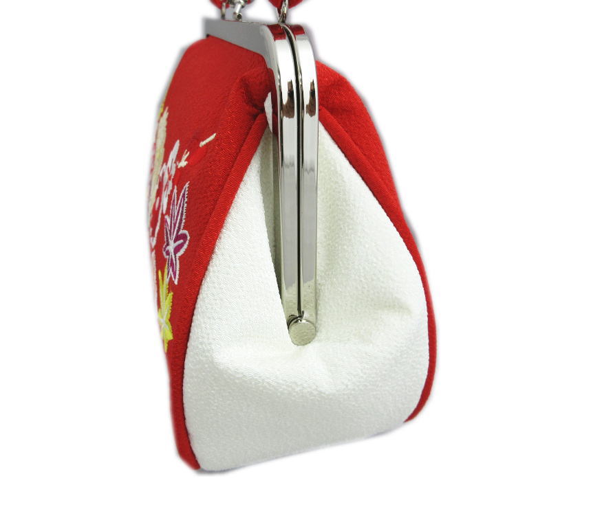 バッグ 桂由美 がま口 手提げ 赤白色地菊梅楓刺繍 振袖 成人式 卒業式 袴 はかま 着物 きもの 単品 ガマ口 小紋 洗える着物 振袖用 ハカマ 赤色 女性用 レディース