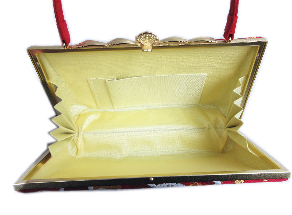 バッグ 手提げ 帯地 金糸入り角型赤色地梅桜 日本製 振袖 成人式 卒業式 袴 着物 単品 振袖用 きもの はかま ハカマ 和装 女性用 レディース 古典柄