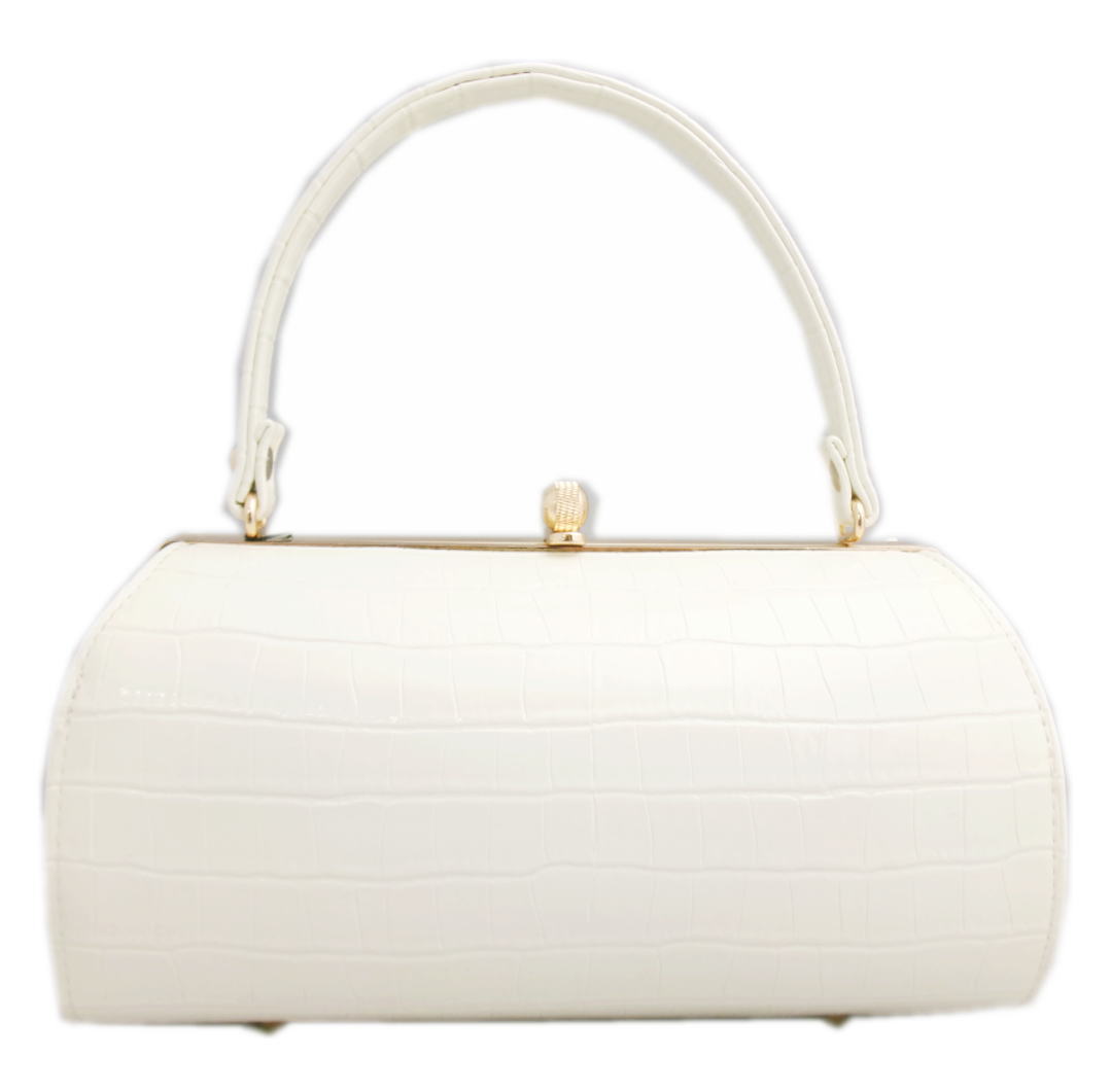【訳有り 少難あり】 バッグ クロコ調 手提げ 合皮 横丸型 オフホワイト白色 振袖 成人式 卒業式 袴 着物 洋装 単品 振袖用 きもの はかま ハカマ 和装 和服 洋服 女性用 レディース 和柄