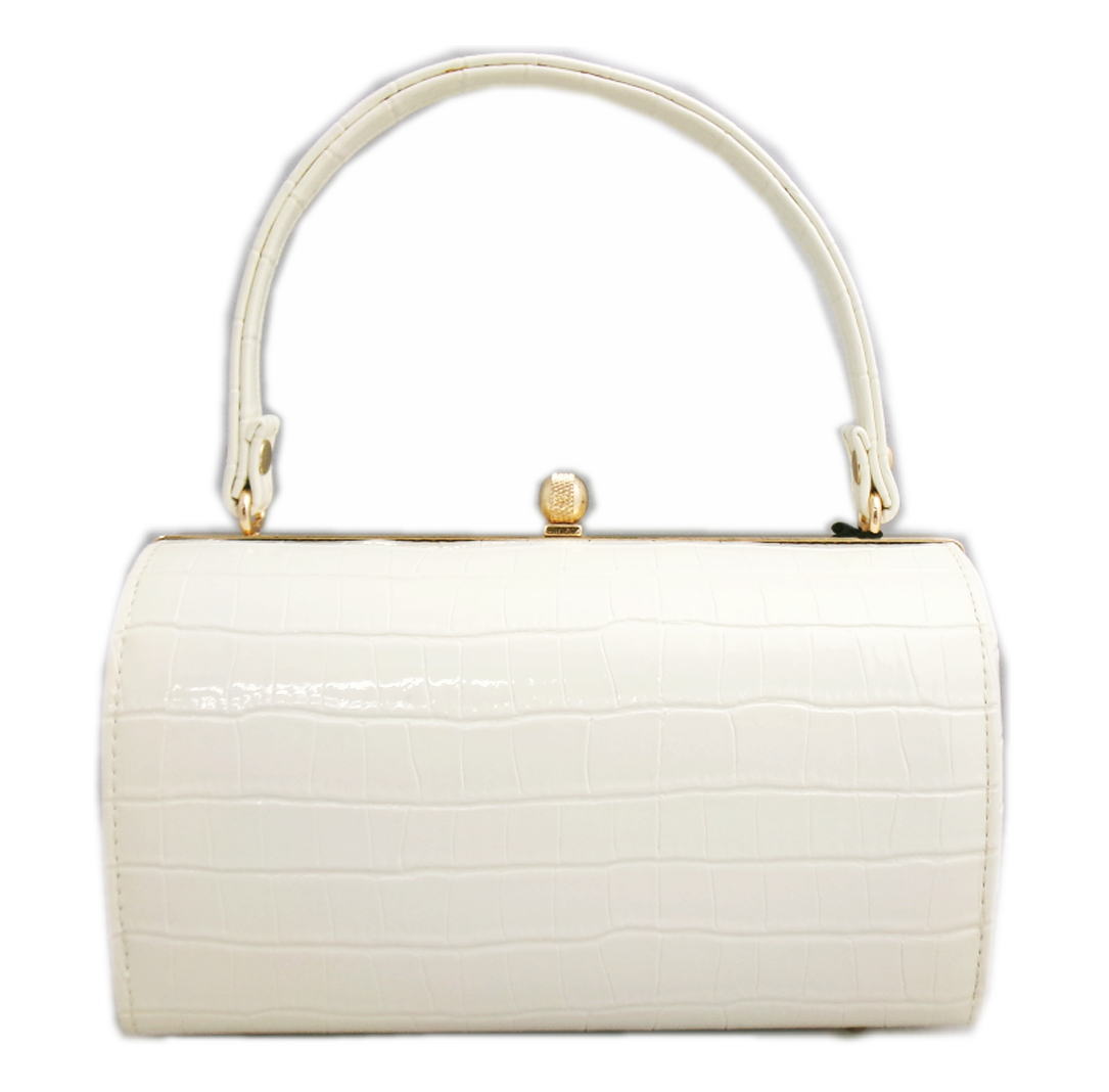 【訳有り 少難あり】 バッグ クロコ調 手提げ 合皮 オフホワイト白色 振袖 成人式 卒業式 袴 着物 洋装 単品 振袖用 きもの はかま ハカマ 和装 和服 洋服 女性用 レディース 和柄