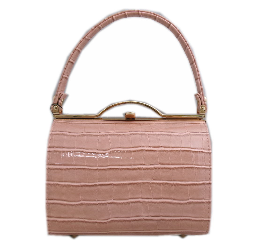 【訳有り 少難あり】 バッグ クロコ調 手提げ 合皮 ピンクベージュ 振袖 成人式 卒業式 袴 着物 洋装 単品 振袖用 きもの はかま ハカマ 和装 和服 洋服 女性用 レディース 和柄