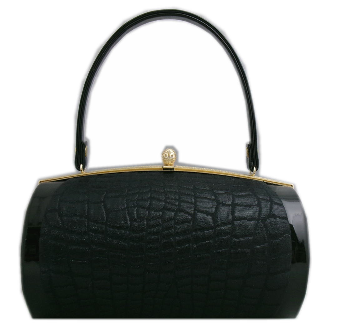 バッグ 手提げ 帯地 黒地変わり格子 日本製 振袖 成人式 卒業式 袴 着物 単品 振袖用 きもの はかま ハカマ 和装 女性用 レディース 和柄 古典柄 黒色