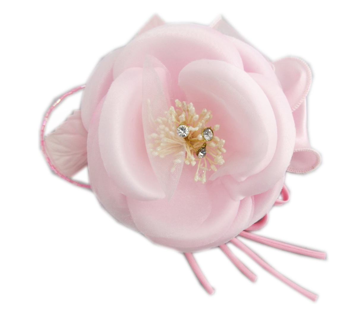 髪飾り 髪かざり コサージュ ラインストーンビーズ 淡ピンク色可憐花 振袖 成人式 卒業式 袴 結婚式 着物 きもの 浴衣 ゆかた 振袖用 はかま ハカマ