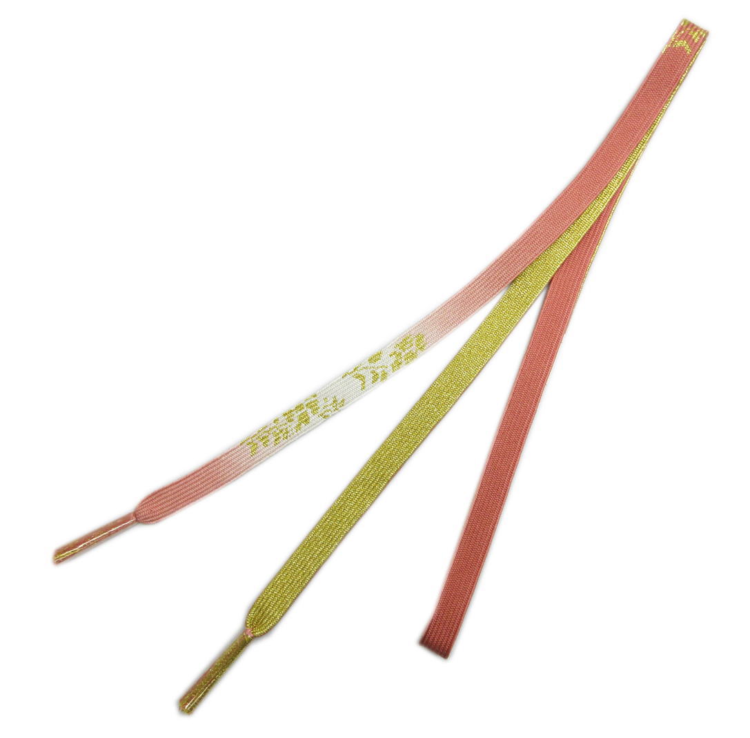 帯締め 帯〆 正絹 平組み 金糸入り 渋コーラルピンク小花 裏金 訪問着 色無地 着物 フォーマル くみひも 帯じめ シルク 高麗 きもの 和装 和服