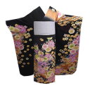 【訳有り 少難あり】 振袖 正絹 お買上 お仕立上がり 単品 ブランド 黒色地菊桜牡丹橙ぼかし L 成人式 出来上がり 購入 販売 リメイク 生地 古典柄 和柄