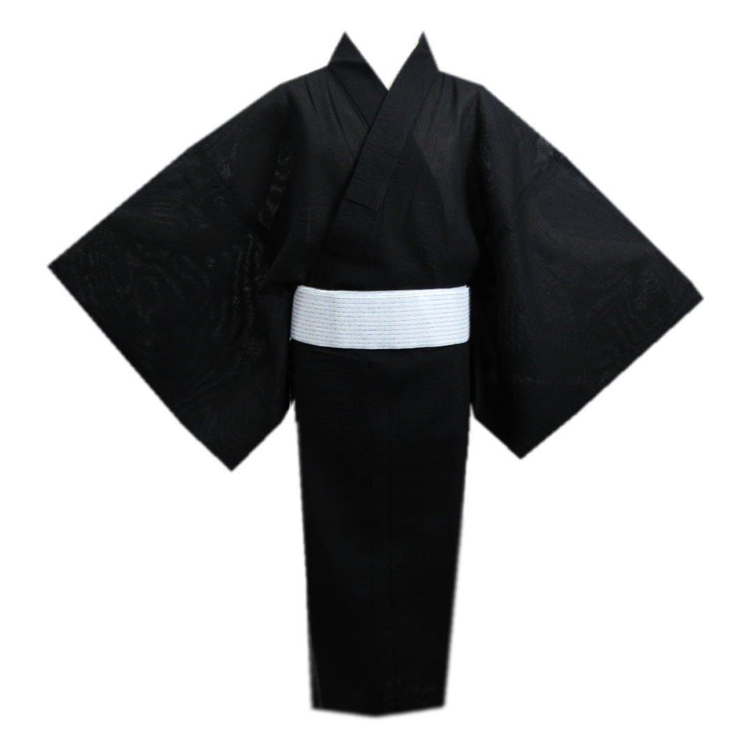 浴衣 メンズ 男性 ワンタッチ角帯 2点セット しじら織 黒無地 4L 5L 大きいサイズ 綿 帯簡単 ゆかた 男物 紳士用 付け帯 作り帯 つくり帯 XL 黒...