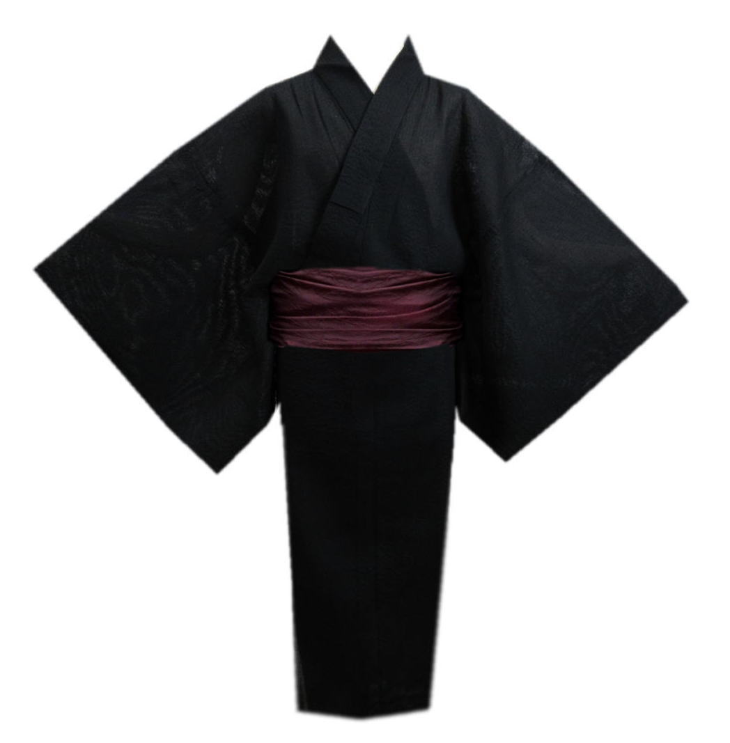 浴衣 メンズ 男性 兵児帯 2点セット しじら織 黒無地 4L 5L 大きいサイズ 綿 帯簡単 ゆかた 男物 紳士用 へこ帯 XL 黒色 ビッグ