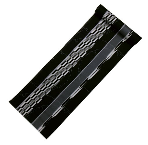 【訳有り 少難あり】 浴衣 反物 未仕立て メンズ 男性 綿 黒色地矢絣ライン雪輪 日本製 ゆかた 男物 紳士用 粋 和柄 古典柄 単品 ブラック