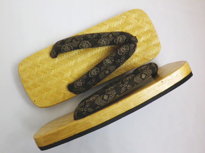 下駄 アジロ メンズ 男性 白木台 濃茶地菱ドット L 25.5cm / LL 27cm 浴衣 甚平 着物 男物 和柄