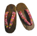 下駄 子供用 キッズ 焼桐茶台濃ピンク地桜 S(16.5cm) M(18cm) L(19.5cm) 浴衣 ゆかた 甚平 女の子 女児