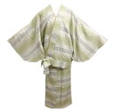 二部式 着物 洗える 袷 渋薄緑ぼかし地ライン小花 L ユニフォーム 普段着 きもの セパレート 女性用 レディース 和装 和服 和柄 古典柄