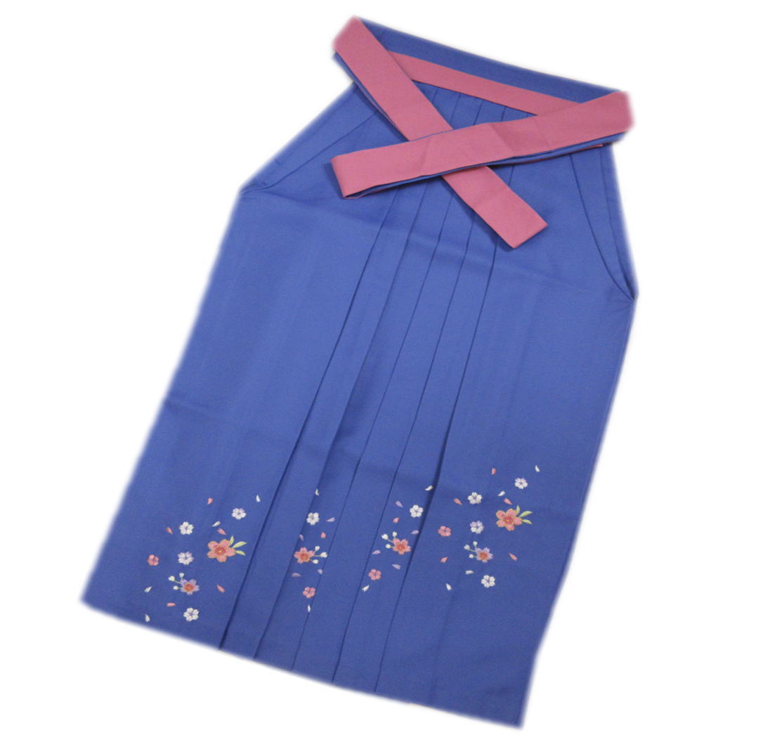 【中古】 【お買上】 袴 はかま 無地 刺繍 パステルブルー地桜 M L 卒業式 謝恩会 女性用 レディース 単品 購入 洗える 青色 【訳有り 少難あり】