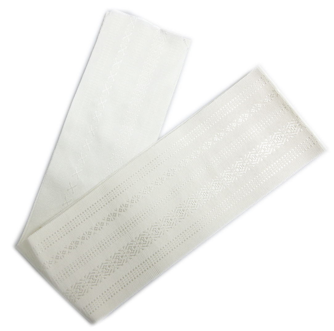 伊達締め 伊達〆 本場筑前博多織 正絹 献上柄 オフホワイト 白 日本製 並尺 和装 着物 留袖 結婚式 振袖 成人式 卒業式 袴 着付け小物 女性用 レディース シルク 白色