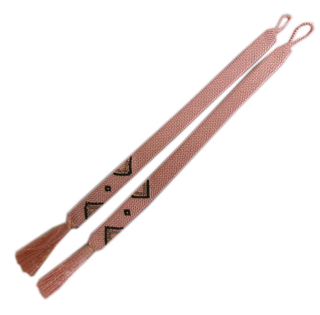 羽織紐 はおりひも 女性用 正絹 平組み 渋コーラル地菱 直付け 和装 着物 きもの シルク レディース