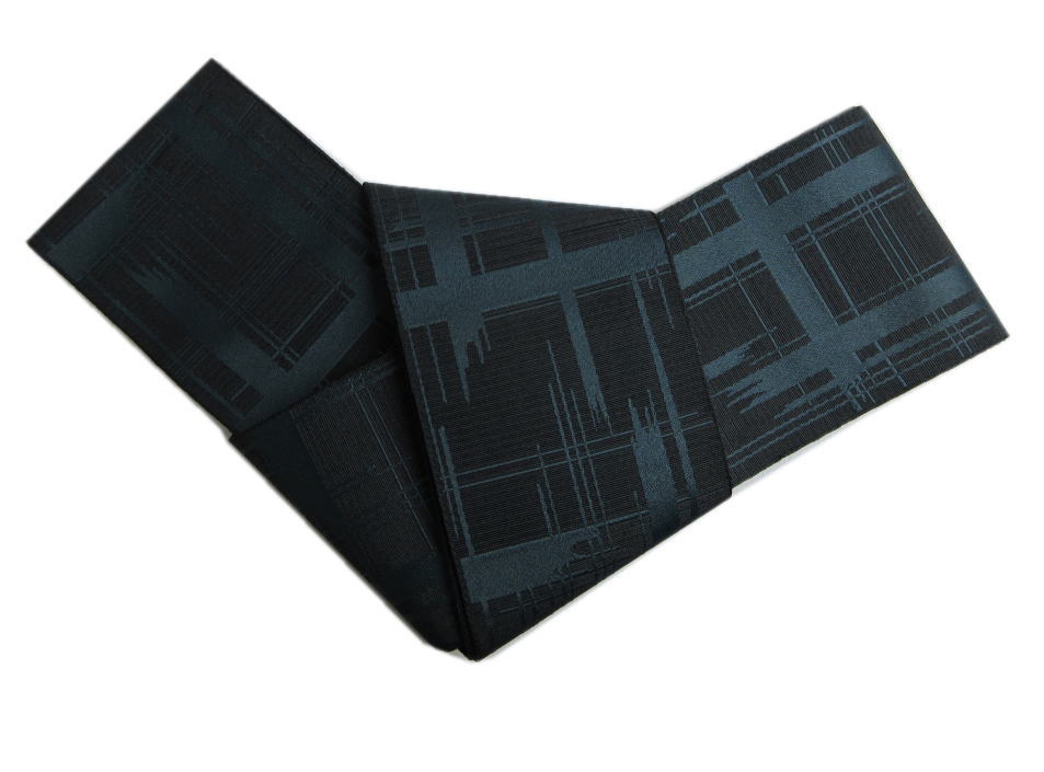 角帯 単衣 メンズ 男性 黒地濃グレー変わり格子 日本製 浴衣 着物 ゆかた きもの 男物 紳士用 古典柄 黒色