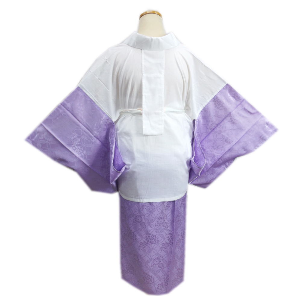 二部式襦袢 洗える 薄紫色 M L 和装 着物 きもの 下着 女性用 レディース