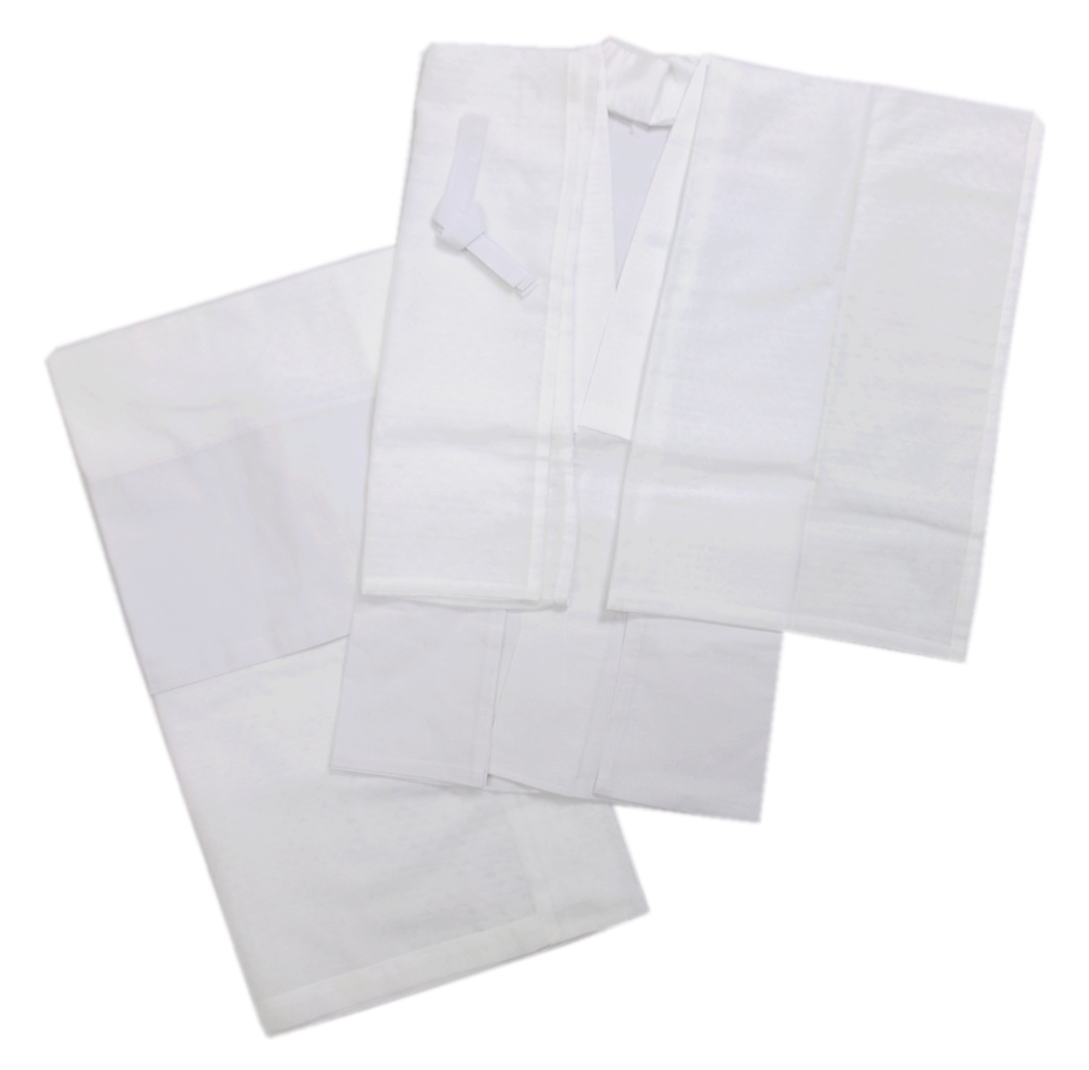 【訳有り 少難あり】 二部式襦袢 夏用 絽 紋紗 麻混 白 M 単衣 夏物 着物 きもの 和装 下着 女性用 レディース 半衿付 衣紋抜き付 きもの 白色