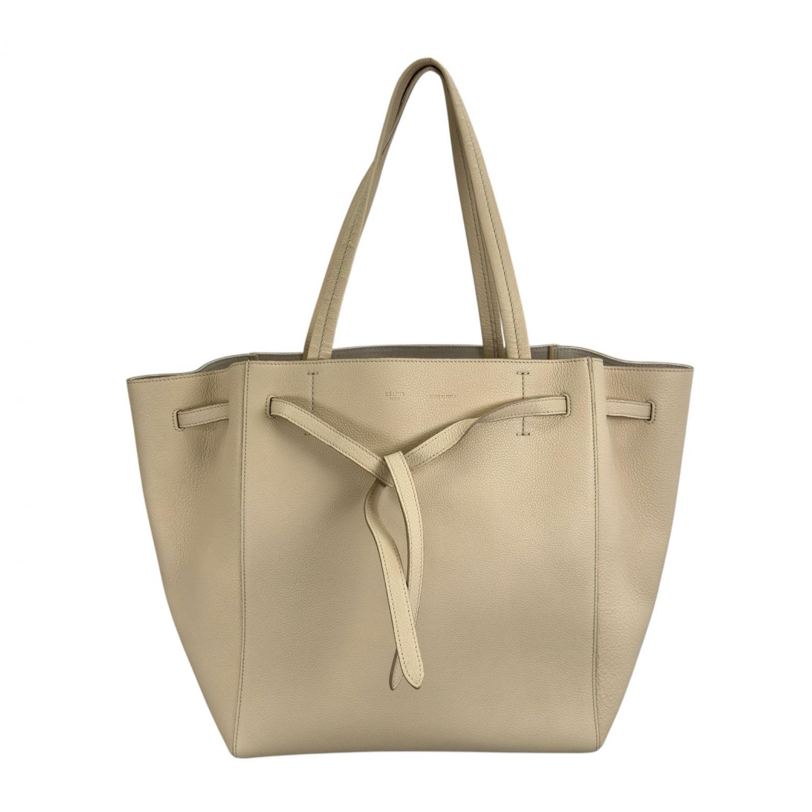 CELINE セリーヌ カバファントム 176023ANX 01CR トートバッグ レザー ベージュ レディース【中古】【送料無料】