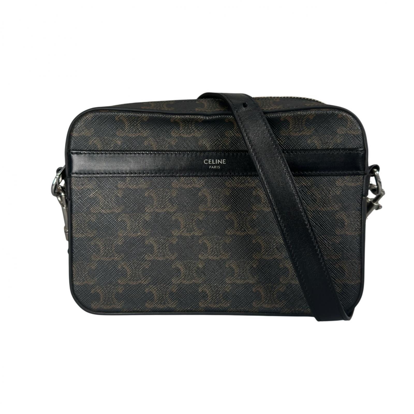 Rakuten - 美品 CELINE セリーヌ スモール メッセンジャー 113942EVJ ショルダーバッグ PVCコーティングキャンバス ブラック ユニセックス【中古】【送料無料】