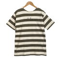 美品 WAREHOUSE ウエアハウス ブラウン×クリーム ボーダー 春夏 SS 半袖Tシャツ コットン クリーム メンズ 38【古着】【中古】【送料無料】