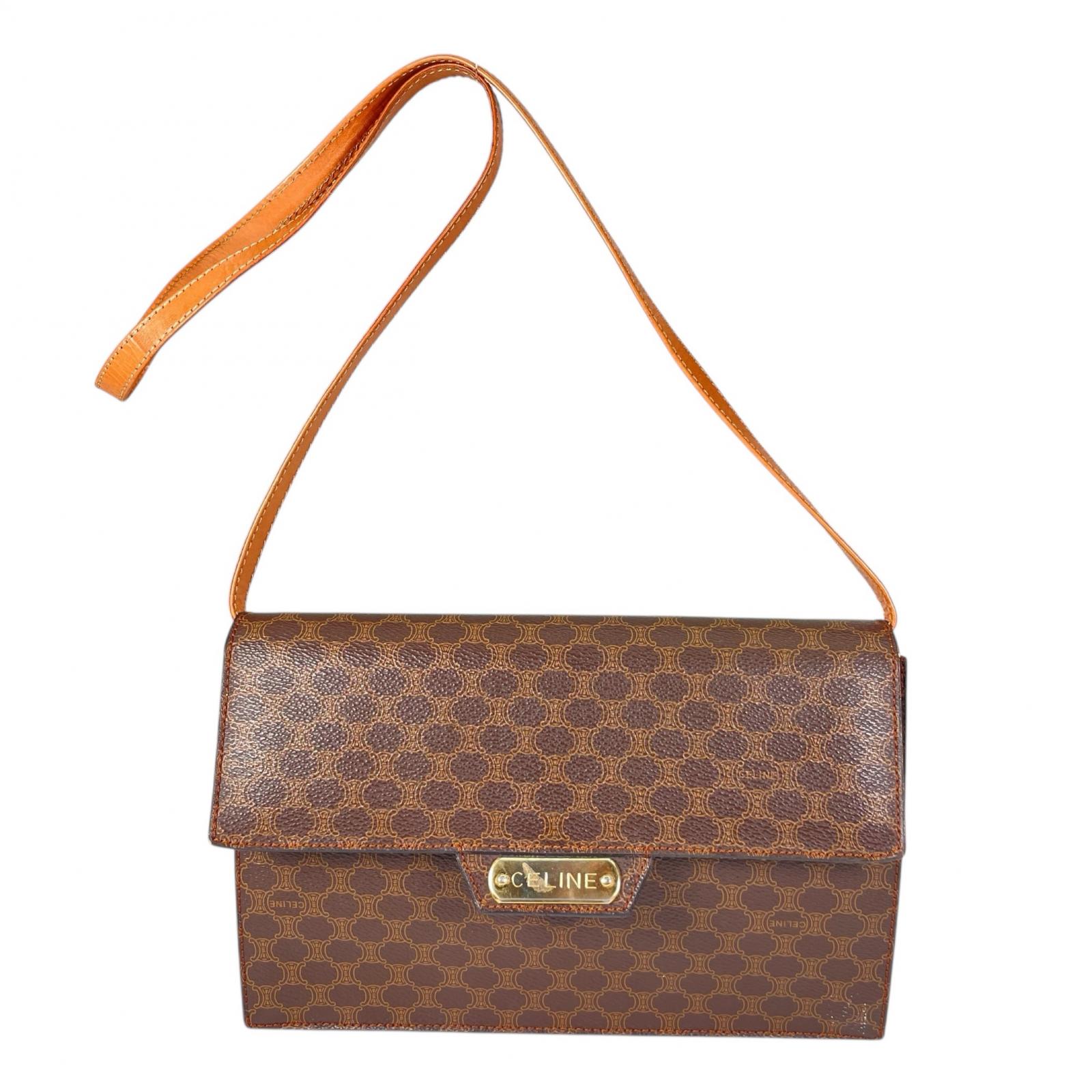 CELINE セリーヌ クラッチバッグ PVC ブラウン レディース 2way マカダム柄【中古】【送料無料】