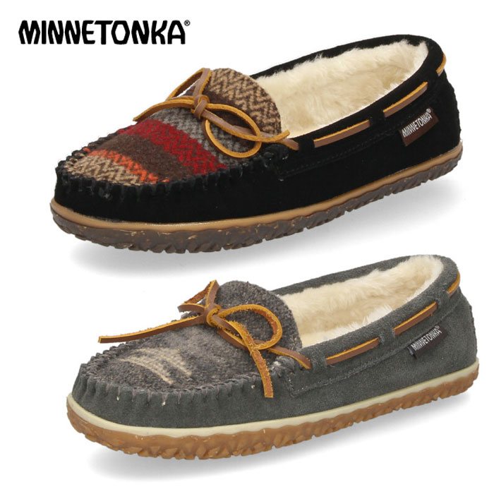 【20日はクーポンで5 オフ】ミネトンカ モカシン レディース 靴 ボア スリッポン ブラック マルチ グレー 柄 MINNETONKA TILIA ティリア 40155 40157