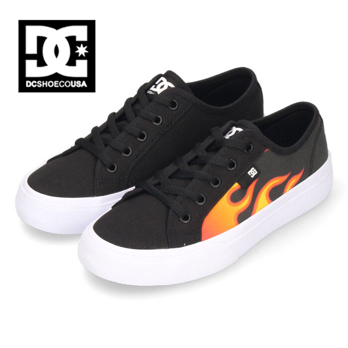 DC スニーカー キッズ ジュニア ブラック スケートシューズ ファイヤー 炎 子供 靴 ディーシー シューズ dc shoes DK224005 BFM KS MANUAL セール