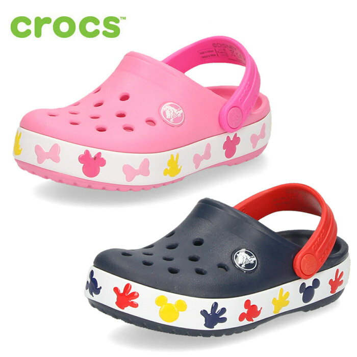 楽天Parade ワシントン靴店【20日はクーポンで5％オフ】クロックス サンダル キッズ crocs ファンラブ ミッキー ライツ クロッグ MICKEY LIGHTS CLOG 207459 LED ネイビー ピンク 子供靴 セール