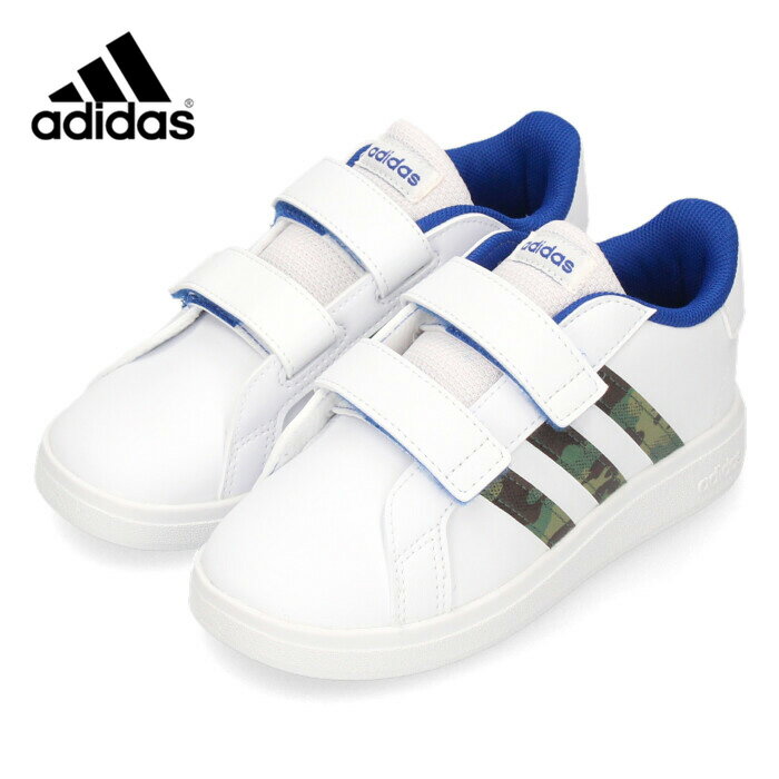 アディダス ベビーシューズ キッズ スニーカー 女の子 グランドコート ライフスタイル GV6820 ホワイト adidas GRANDCOURT LIFESTYLE ベルクロ 面ファスナー ギフト