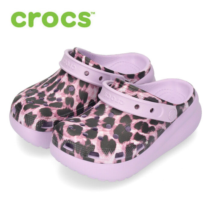 楽天Parade ワシントン靴店【20日はクーポンで5％オフ】クロックス サンダル 厚底 キッズ crocs クラシック アニマル キューティ クロッグ 207838 90L ヒョウ柄 レオパード 子供 セール