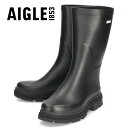 エーグル レインブーツ メンズ 長靴 AIGLE ミッドレイン ラバーブーツ カジュアル ブラック 黒 ハーフ丈 アウトドア ZZHNA79 NOIR A NA794