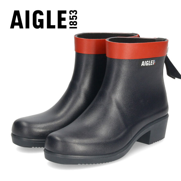 エーグル レインブーツ エーグル レインブーツ 長靴 レディース AIGLE ラバーブーツ マリン ネイビー ヒール アンクル丈 防水 ミリカ ボッティロン ZZFNB28