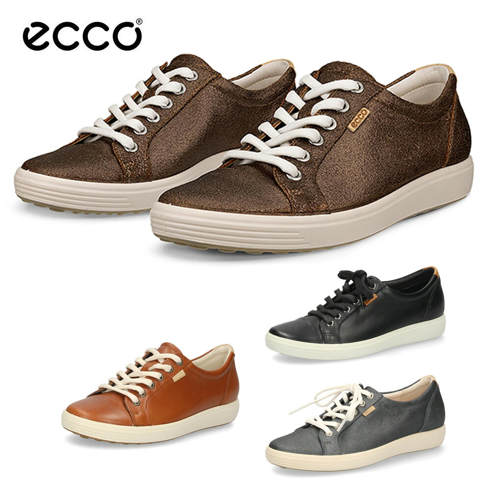 エコー ecco スニーカー レザースニーカー レディース 靴 430003 SOFT 7 W 本革 レースアップ ローカット カジュアル…