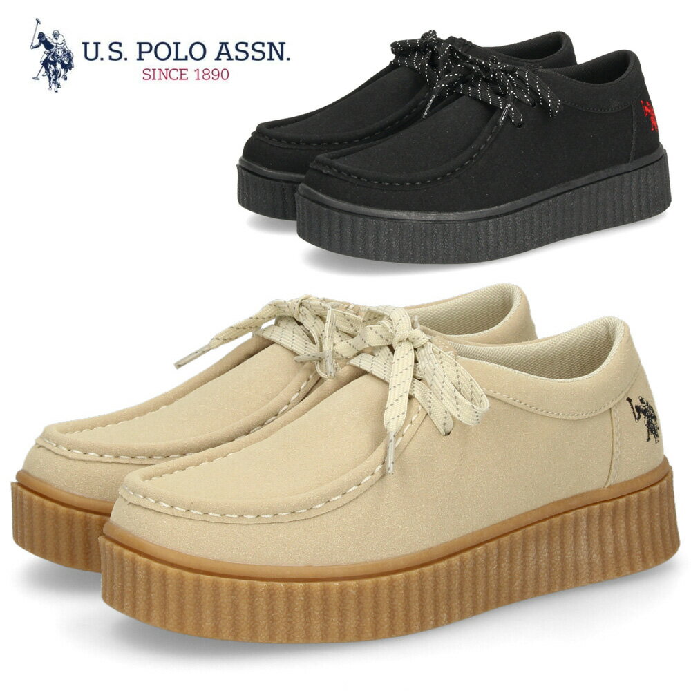 Rakuten - レディース カジュアルシューズ モカシン 厚底 靴 ブラック ベージュ ユーエスポロアッスン U.S. POLO ASSN. PLL00954