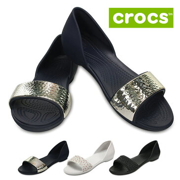 crocs クロックス Lina Embellished DOrsay Flat リナ エンベリッシュド ドルセー 204361 レディース パンプス サンダル 靴 ブラック ネイビー ホワイト セール