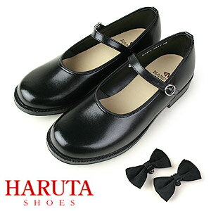 HARUTA 【サイズ交換OK】 ハルタ キッズ ストラップ シューズ 4817 リボンストラップシューズ 黒 ブラック フォーマルシューズ 子供 女の子 スクール 靴 HARUTA KIDS