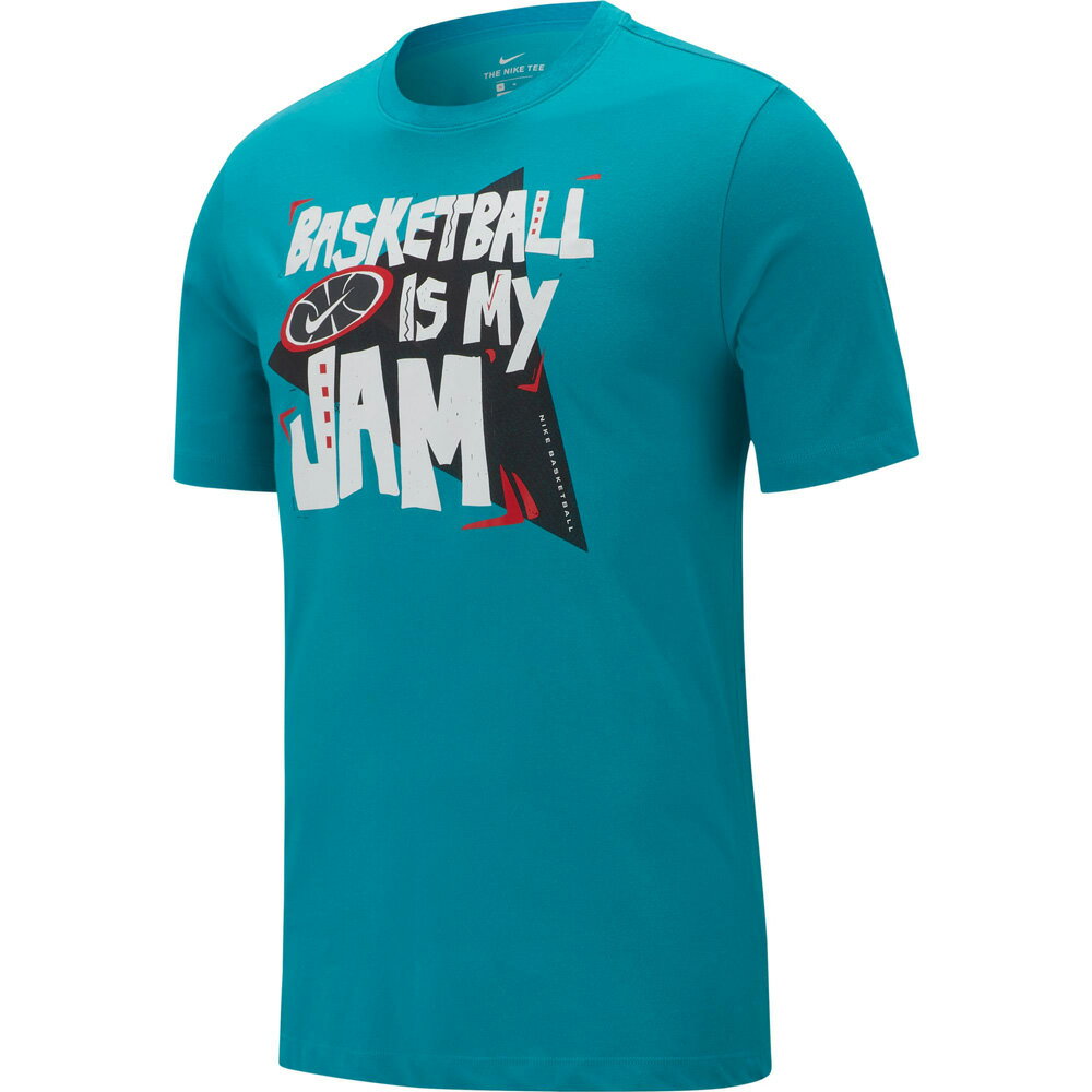 NIKE ドライフィット バスケットボール ジャム Tee 品目：バスケットボール Tシャツ 品番：BQ3602 カラー：366 スピリットティール/スピリットティール（アンスラサイト） 素材：綿57%ポリエステル43% 生産国：中国 ゲームを表現。ゲームに対する情熱をアピール。柔らかく速乾性に優れた素材が一日中快適さをキープ。スタンダードフィット。 アジアサイズ M：胸囲91-97cm 身長155-176cm L：胸囲97-103cm 身長176-185cm XL：胸囲103-109cm 身長176-185cm