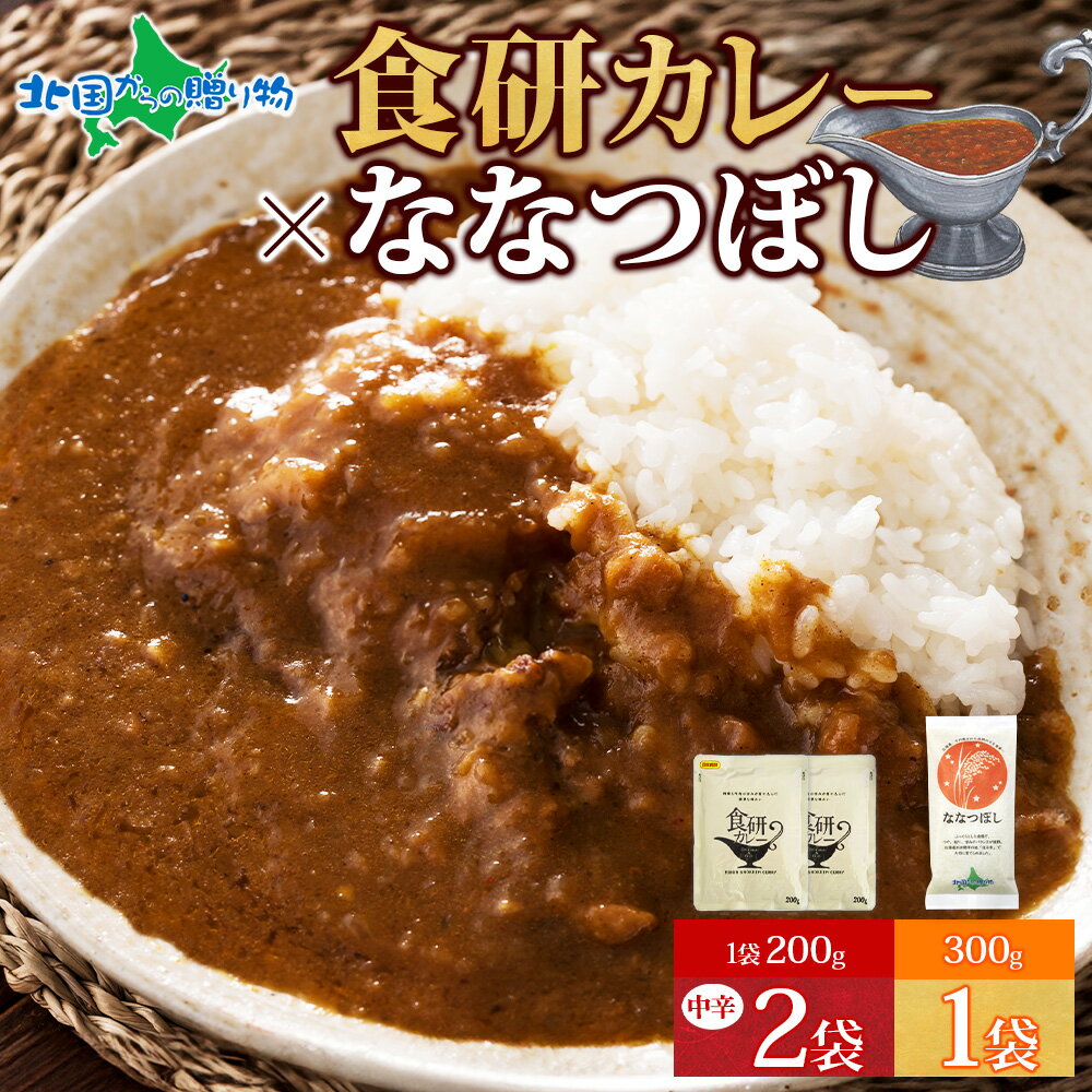 ななつぼし「食研カレー」セット ななつぼし 300g(2合) 食研カレー 2食 セット 北海道産 米 ...