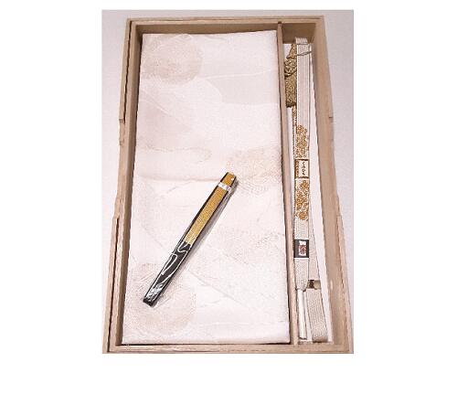 白帯〆帯揚セット1、白帯〆　白帯揚　留袖用　礼装用　留袖用金銀扇子　色留袖　訪問着　結婚式用和装小物