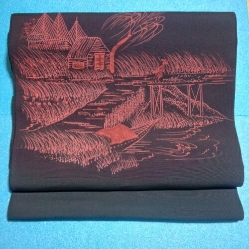 塩瀬九寸帯　染九寸名古屋帯　西陣九寸帯　正絹名古屋帯　染め帯　塩瀬染帯